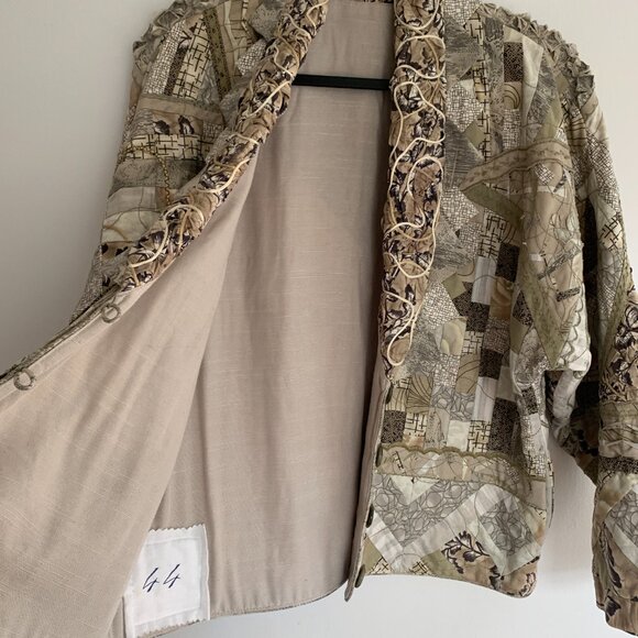 Handcrafted Embellished Quilted Jacket Size XL - Picture 9 of 14